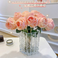 玫瑰塑料假花客厅装饰花艺摆件弹痕餐桌花摆设仿生花束轻奢盆栽
