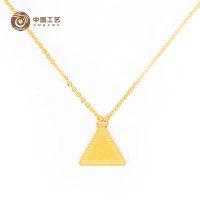 中国工艺 足金饰品3D硬金项链 几何系列三角款 女士金项链