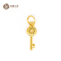 中国工艺 足金饰品3D硬金吊坠 钥匙款 女士金项链