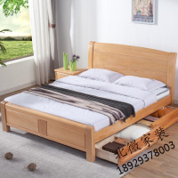 全实木床双人床1.8米1.5现代中式卧室家具气动高箱储物床榉木床欧因