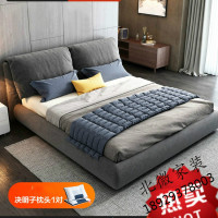 北欧布艺床小户型主卧双人床现代简约1.8米婚床软床1.5高箱储物床欧因