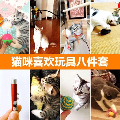 逗猫棒竿长杆猫羽毛铃铛宠物猫咪用品的激光逗猫玩具套装全套