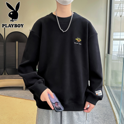 PLAYBOY潮牌舒适圆领双面绒卫衣男士秋冬季新款韩版休闲百搭外套