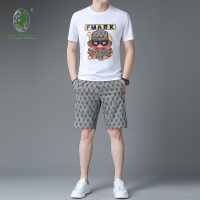 [七匹狼国际公司授权WOLF TREK ]运动套装男夏季新款时尚韩版潮牌男士短袖短裤印花潮流休闲两件套