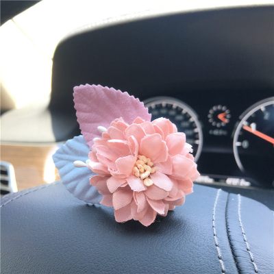 可爱花朵汽车出风口香水夹创意空调口装饰用品汽车内上摆饰品女性 小碎花粉色