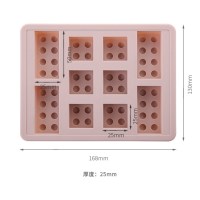 冰格模具冰球冻冰块盒制冰盒硅胶球形圆形葡萄制作器冷饮冰冻家用|藕粉色-积木款带盖【食用级铂金硅胶】