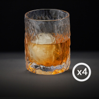收藏手作 日式锤纹洋酒杯威士忌酒杯家用创意啤酒杯水晶玻璃杯子|四只初雪杯