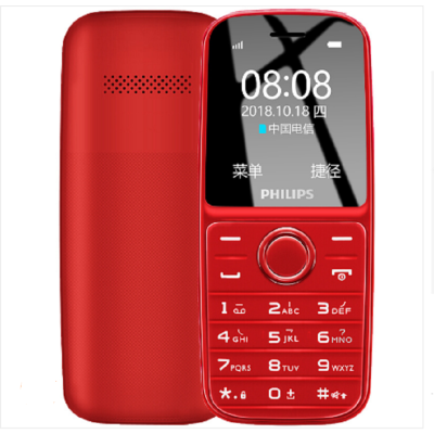 飞利浦（PHILIPS）E109 环保材质 防尘 直板按键 移动联通 双卡双待 老人手机 学生备用老年功能手机 红