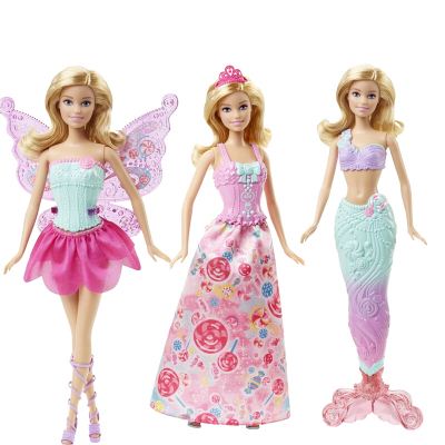 女孩玩具娃娃衣服换装玩具童话换装组美人鱼套装蝴蝶仙子人鱼公主 巴比之 童话换装组DHC39[可换装成美人鱼、公主、仙子]