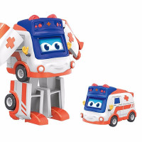 百变校巴玩具汽车合体变形机器人套装警长歌德警车消防车救护车男孩女孩玩具模型儿童玩具 变形场景系列-警长歌德YS9006B