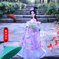 关节芭比公主一家三口中国古装娃娃女孩体系列古装套装大礼包王子 紫烟 单拍衣服(不含娃娃和配饰)
