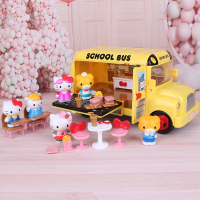 直升kitty飞机小伶官方商店凯蒂猫房车玩具女孩巴士玩具hello 683黄色校车