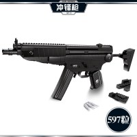 兼容legao积木拼装军事模型儿童拼插男孩力6组装7玩具8岁10 MP5冲锋枪(597片)