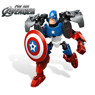 积木兼容樂高复仇者联盟超级英雄钢铁侠蝙蝠侠绿巨人漫威拼装玩具 美国队长