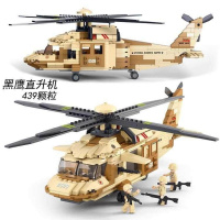 拼装新年军事积木系列直升机黑鹰男孩子轰炸组装战斗战机玩具 黑鹰直升机战机