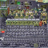 新年二战日军八路军小鬼子拼装绝地求生积木军事人仔玩具 丛林哨增强版18人