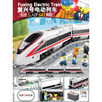 积木电动轨道火车玩具城市系列和谐号天际拼装高铁男孩子 红复兴号列车
