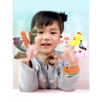 亲子互动游戏恐龙模型手指手偶动物手指套软胶婴幼儿互动玩偶安抚 都有正常的胶味