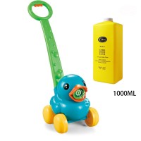 新款儿童手推户外玩具吹泡泡机推拉式泡泡车 鸭子款泡泡机自动 蓝鸭子+1000ML泡泡水