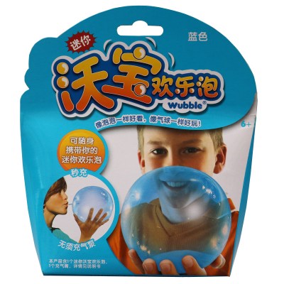 wubble沃宝欢乐泡3寸波充气球 儿童室内外碰碰泡泡球玩具套装 X102WB03S蓝色