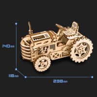 若态3D立体木质拼装 科普机械传动创意模型 复古放映机火车头飞艇 越野拖拉机