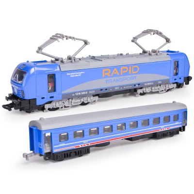 合金车模型东风火车头仿古绿皮老火车仿真儿童玩具车列车 900-2蓝色两节火车