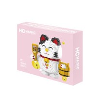 HC1019-1020积木钻石颗粒拼装休闲玩具猫存钱罐兼容乐高 HC-1020木桶猫