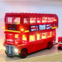 兼容楽高创意系列mini大众T1露营汽车伦敦巴士甲壳虫拼装积木玩具 -灯光配件♠伦敦巴士(不含积木)