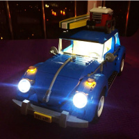 兼容楽高创意系列mini大众T1露营汽车伦敦巴士甲壳虫拼装积木玩具 -灯光配件♠甲壳虫(不含积木)