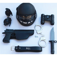 儿童军事玩具手铐对讲机头盔cos特警特种兵角色装备 套餐七