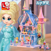 冬境奇缘积木女孩子系列粉色梦想冰雪公主城堡兼容乐高拼装