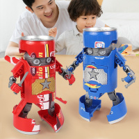 网红变形汽水武士机甲可乐金刚机器人饮料罐创意益智男孩儿童玩具