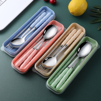 烘焙精灵筷子勺子套装一人食便携餐具三件套不锈钢叉子单人学生可爱收纳盒