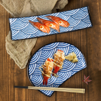 烘焙精灵定制三创美耐皿密胺树脂仿瓷碟子长方形日料餐具日式凉菜盘子寿司平盘