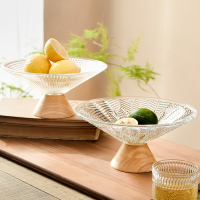 符象日式玻璃水果盘客厅家用沙拉碗茶几简约现代糖果零食摆放盘茶点盘