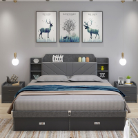 法耐北欧气压高箱储物床小户型主卧双人床1.5米1.8板式床收纳现代简约