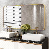 铝合金浴室镜医匠卫生间镜子贴墙家用简约自粘壁挂厕所洗手间化妆镜