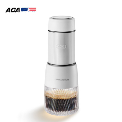 ACA/北美电器 美式迷你咖啡机意式浓缩手压胶囊家用一体户外便携 白色