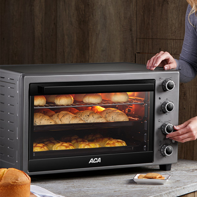 ACA北美电器电烤箱家用烘焙多功能全自动商用大容量家庭烤箱60升 灰色