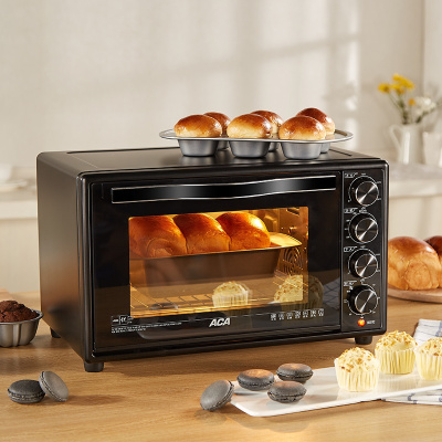 aca北美电器电烤箱家用小型全自动烘焙蛋糕多功能智能迷你烤箱30L 黑色