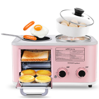 荣事达早餐机家用迷你多功能四合一全自动小型烤箱多士炉烤面包机 粉色