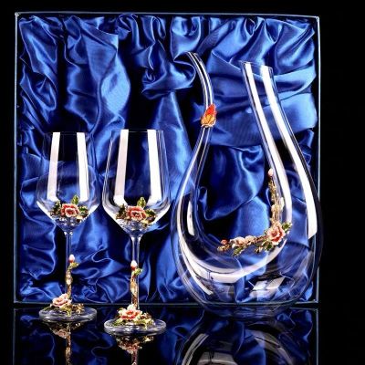 珐琅彩无铅水晶红酒杯醒酒器套装创意高脚杯杯子高档结婚礼物