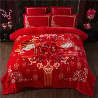 2019懒人被子多功能婚庆大红双层毛毯被加厚双人拉舍尔云毯结婚红色被子盖毯8斤绒毯网红抖音同款