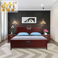 金明豪 海棠木实木新中式实木床1.8米2.0m木床现代中式主卧双人床禅意中国风家具