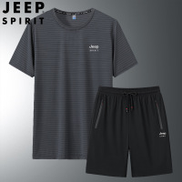 JEEP SPIRIT冰丝短袖T恤男短裤套装夏季休闲运动两件套TT70947095