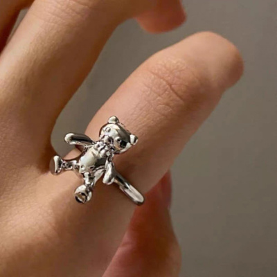 [REコンテナ] 韩国小众品牌可爱泰迪小熊戒指饰品情侣男女同款