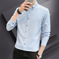 孟康(MENGKANG)白衬衫男长袖修身韩版2021新款男士衬衣青年休闲帅气刺绣寸衫潮流