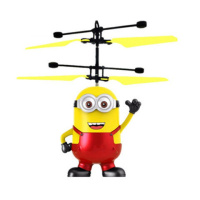 小人飞机充电耐摔手感应飞行器会飞悬浮遥控直升机儿童玩具男孩 小黄人红色-特价款不带赠品 标配[飞机+充电线]