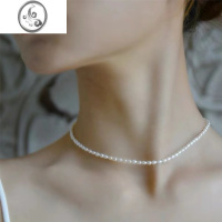 JiMibaby珠小米粒 淡水珍珠项链 真品锁骨链Y字链 颈链925银4-5mm