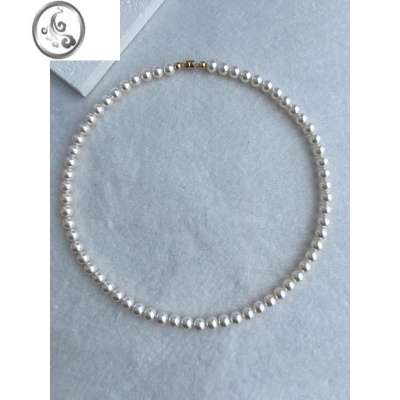 JiMi6mm正圆奥地利水晶珠珍珠项链。40cm。好美啊。